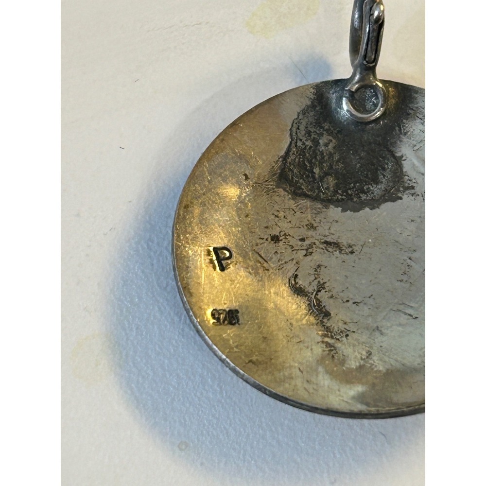 Vintage Hot Air Balloon Round Charm Pendant 1" Marked P 925 - Picture 5 of 6